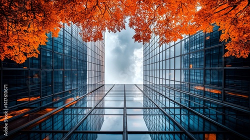 Modern Architecture Through Autumn Leaves