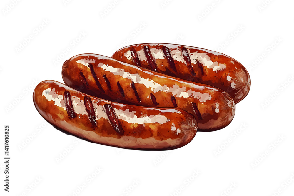 Grilled sausages with char marks on black background Grilled sausages with char marks on black background