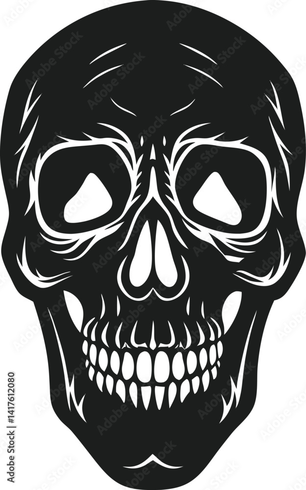 Fototapeta premium Stylized Halloween Skull with Eerie Hollow Eyes
