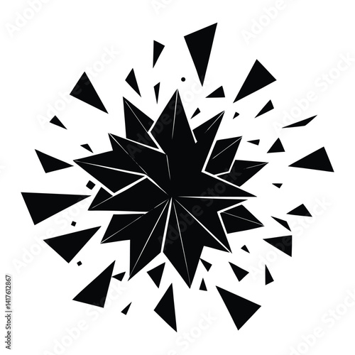 Floating shards forming a star on white background