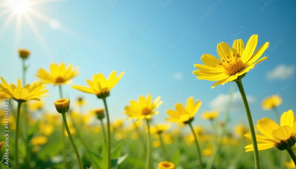 Fluffy yellow round tansy flowers sway in the warm breeze on a bright sunny day , flowers, round Fluffy yellow round tansy flowers sway in the warm breeze on a bright sunny day , flowers, round