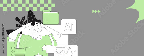 Virtual characters social communication concept business flat vector hand drawn illustration
