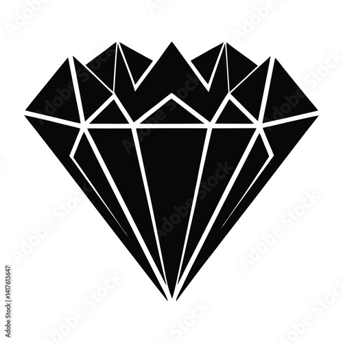 Diamond with shattered edges silhouette on white background