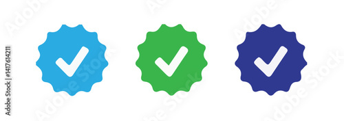 Checkmark sign. Verified symbol. Approval done element collection. Profile verified badge. Guaranteed signs. Vector illustration eps 10.