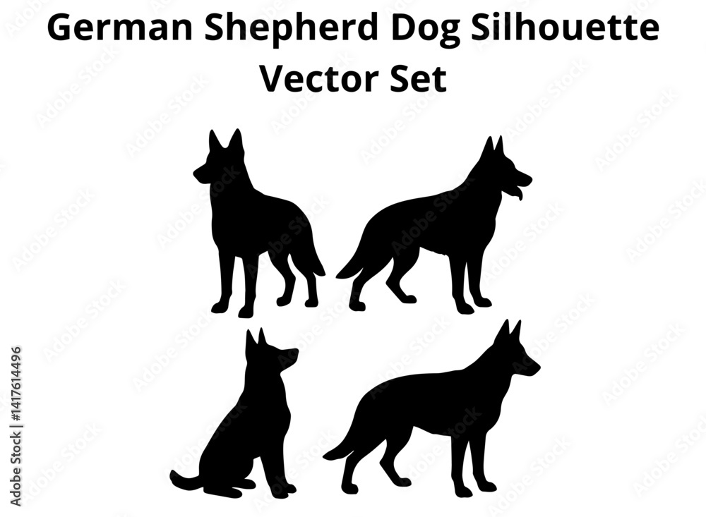 German Shepherd Dog Silhouette Vector Set German Shepherd Dog Silhouette Vector Set
