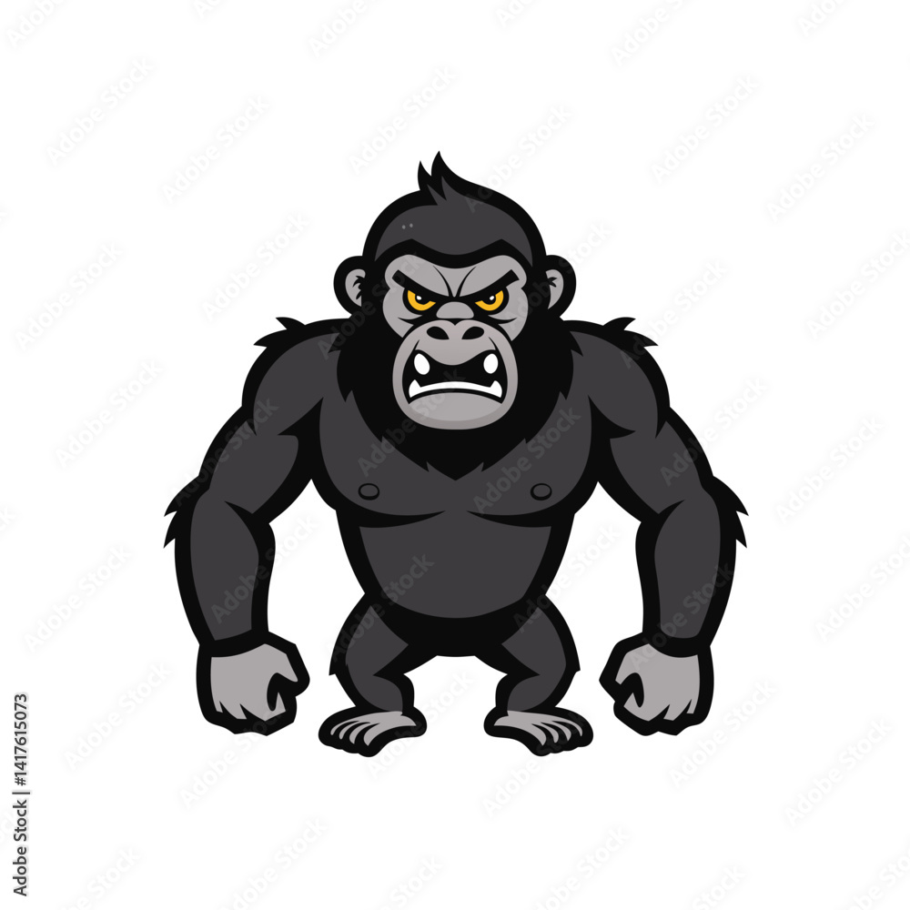 Obraz premium Angry Gorilla Vector Illustration, wildlife anime