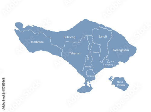 Bali Map Blue by Area