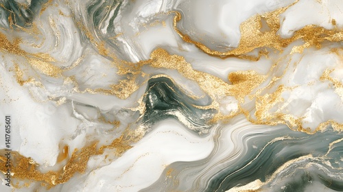 Opulent Swirling Gold Marble Effect with Metallic Shine on Dark Luxurious Background