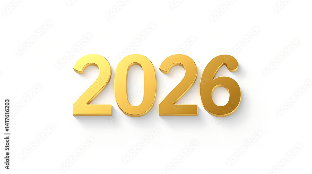 2026 gold 3d numbers on white background. New Year 3d illustration 2026 gold 3d numbers on white background. New Year 3d illustration