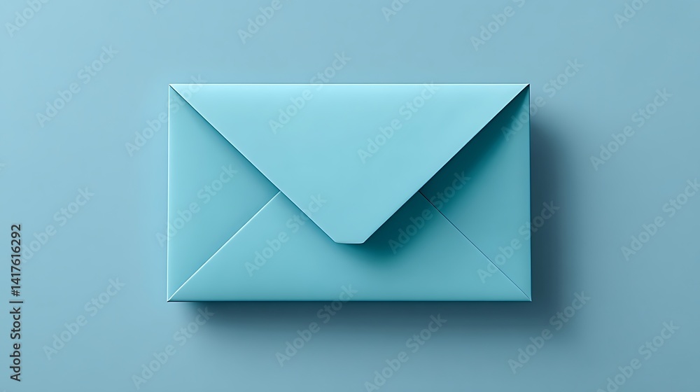Elegant Blue Envelope on Soft Turquoise Background for Stylish Correspondence and Creative Design Use Elegant Blue Envelope on Soft Turquoise Background for Stylish Correspondence and Creative Design Use