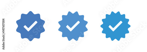 Checkmark sign. Verified symbol. Approval done element collection. Profile verified badge. Guaranteed signs. Vector illustration eps 10.