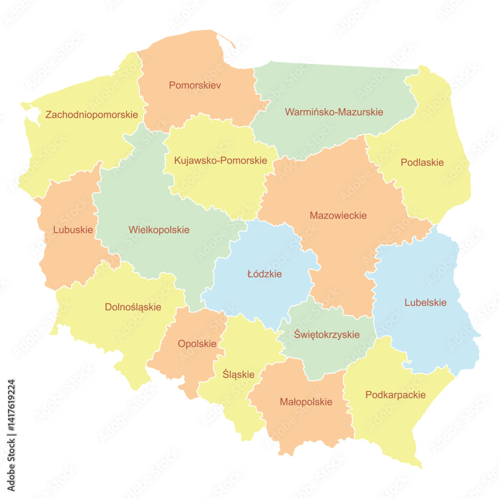 Obraz premium poland map colour per region 2.