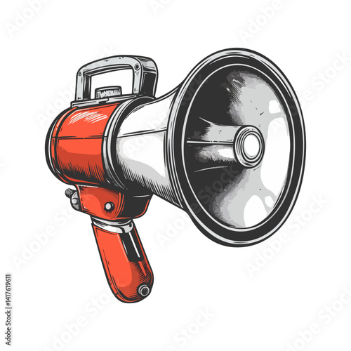 Vintage Handheld Megaphone Illustration Loudspeaker Announcement Graphic