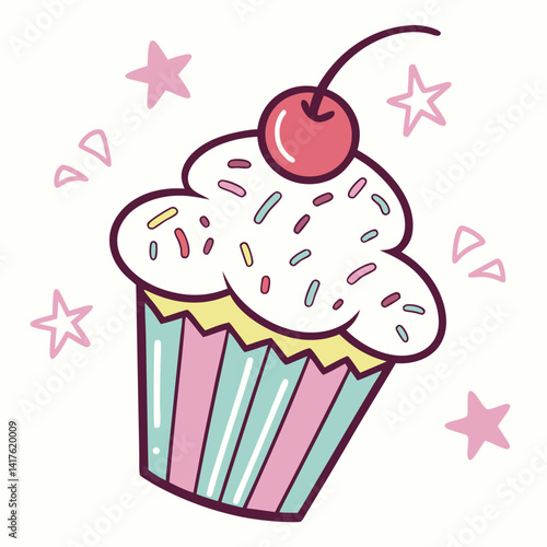 sweet cupcake icon. Flat vector clipart