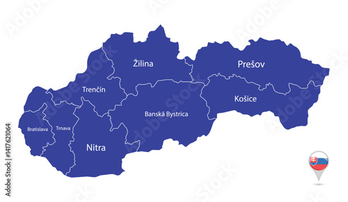 Photography slovakia map dark blue.