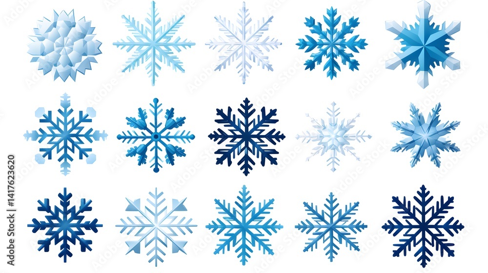 Snowflakes Collection Set for Festive Christmas Day Illustrations Snowflakes Collection Set for Festive Christmas Day Illustrations