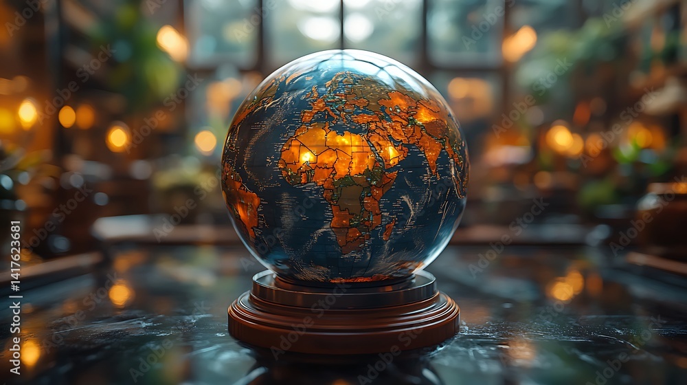 Fototapeta premium Sustainable Living Theme Captured Through Realistic Earth Display Photo