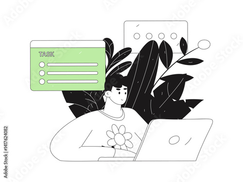 Flat vector illustration of business people operating work scene
