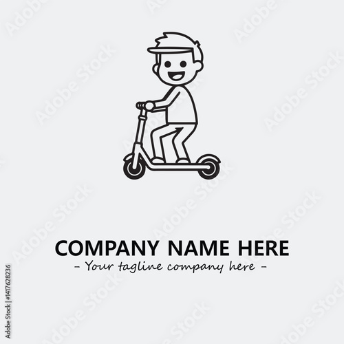 Scooter silhouette illustration black and white for logo company vector image
