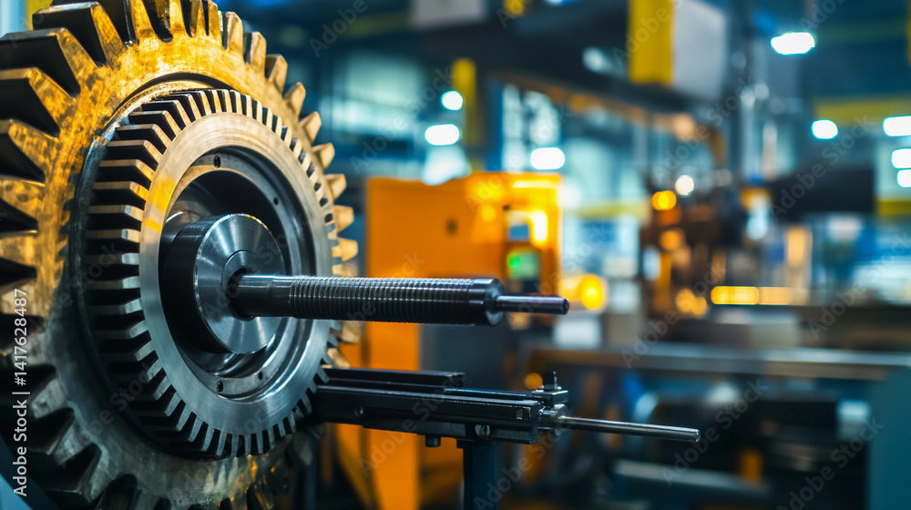 Obraz premium Close-up view of vibrant industrial machinery gears Generative AI