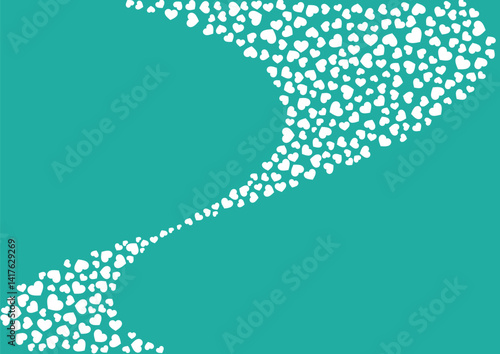 ハート柄の背景 緑系の単色 白抜き ハート