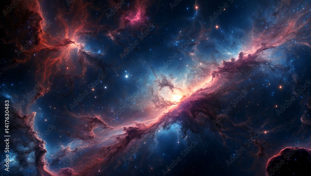 Fototapeta premium Stunning journey through nebulae in deep space