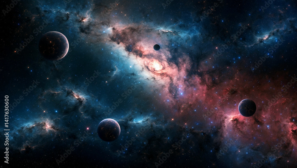 Fototapeta premium Stunning journey through nebulas in deep space