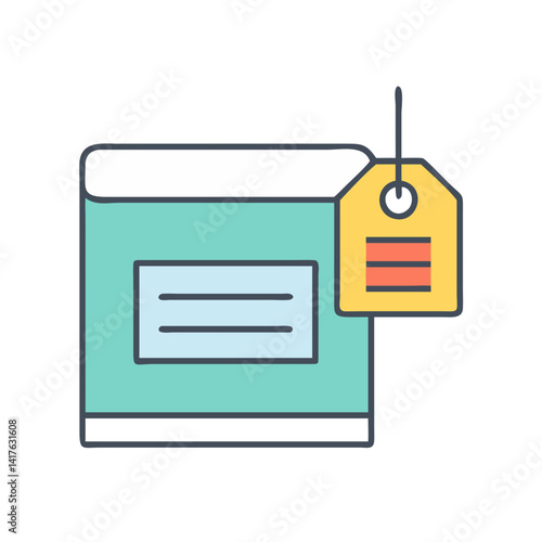Stylized illustration of a book with a price tag showing its value