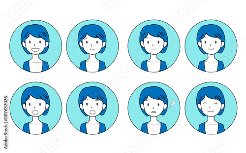 女性の顔のアイコンイラスト