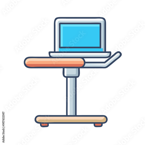 Medical rolling laptop computer cart for health professional usage illustration style