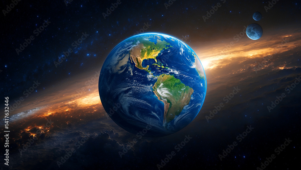 Naklejka premium Stunning view of earth from outer space