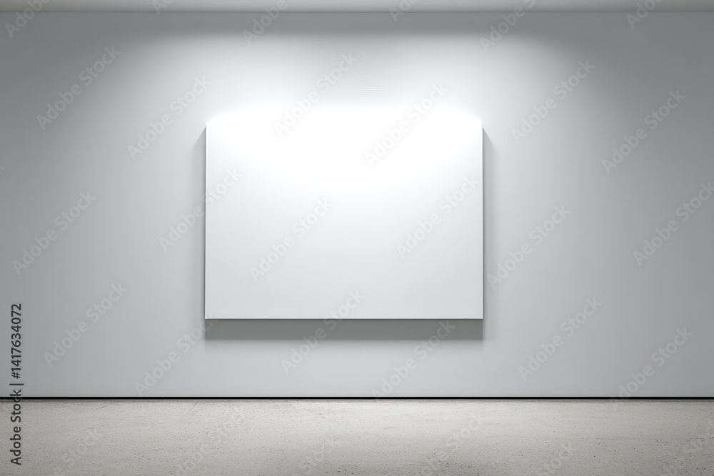 A minimalist gallery wall featuring a blank canvas, illuminated by soft light, creating a serene and contemplative atmosphere. A minimalist gallery wall featuring a blank canvas, illuminated by soft light, creating a serene and contemplative atmosphere.