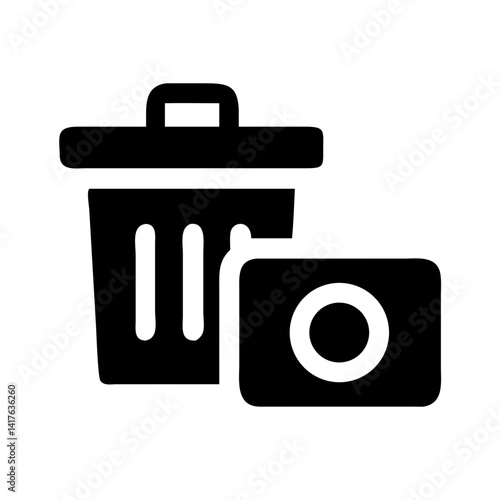 Delete Icon with Camera and Trash Bin Icon Design