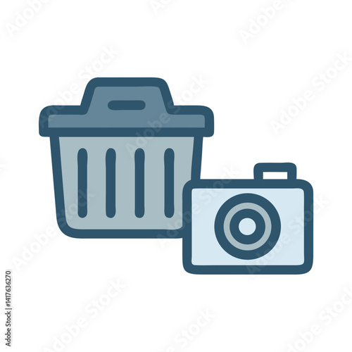 Delete Icon with Camera and Trash Bin Icon Design