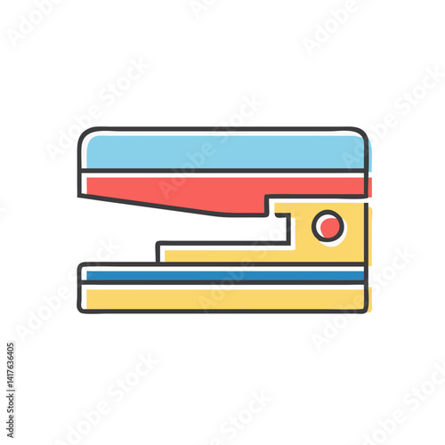 Colorful Stapler Doodle Icon for Office Supplies and Paperwork Management