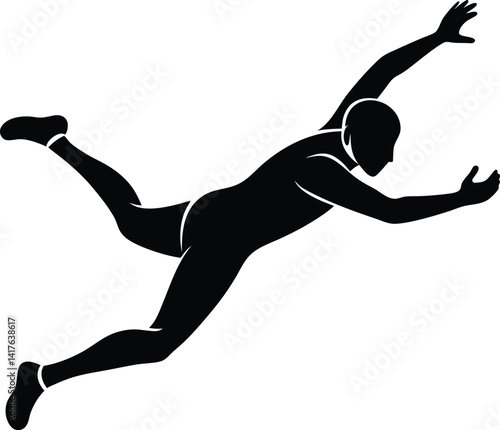  fielder diving on whrite background