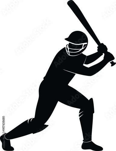 batsman in stance silhouette on whrite