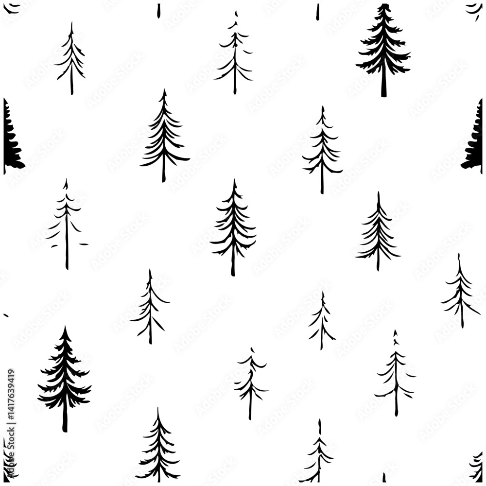 Obraz premium Whimsical Forest Trees Pattern, Nature Inspired Art