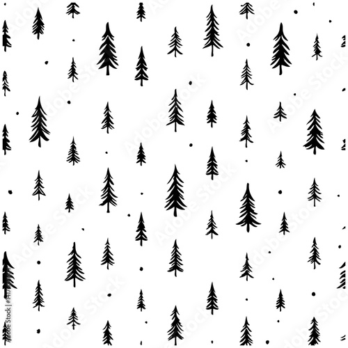 Abstract Evergreen Forest: Seamless Pine Pattern