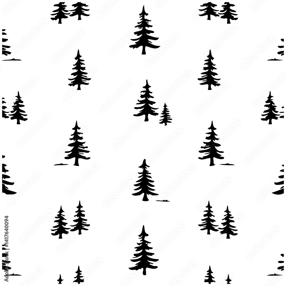 Obraz premium Elegant Forest Silhouette Pattern on White Background