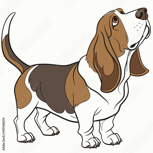 Basset hound dog full body a detailed realistic colorful vector illustration on a white background