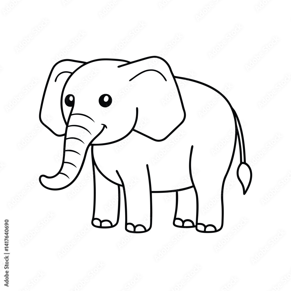 Elephant line art vector illustration, animal lover icon Elephant line art vector illustration, animal lover icon