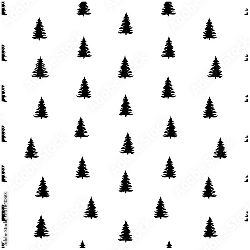 Monochrome Forest: Stylized Pine Trees Pattern