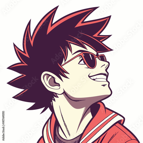 Cool Anime Boy Emoji with Sunglasses and Smirking Expression