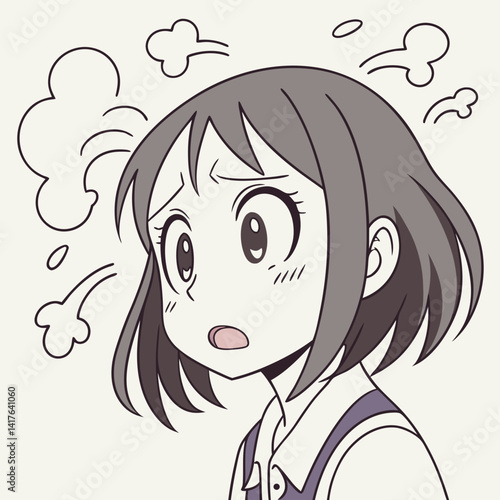 Flustered Anime Girl Emoji with Steam Coming from Ears