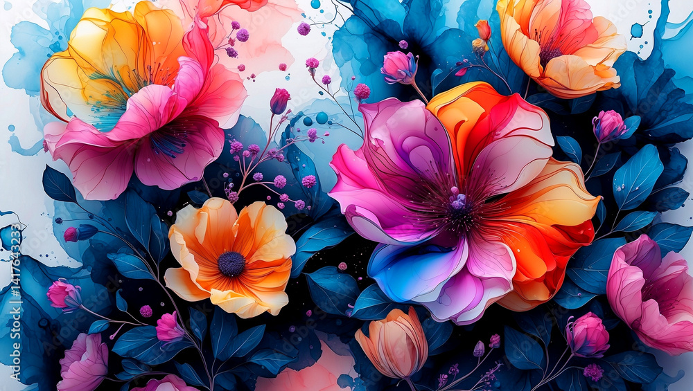 Vibrant abstract floral design created with ai Vibrant abstract floral design created with ai