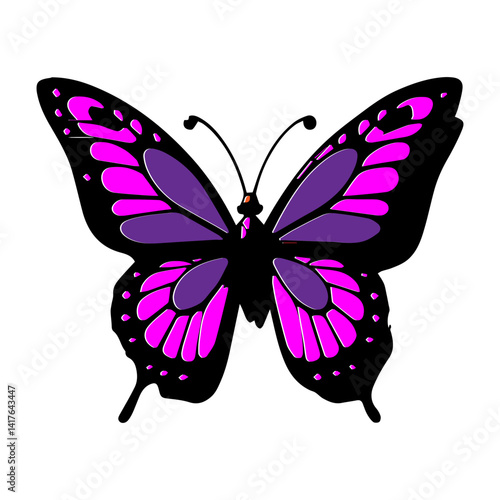 Sticker purple butterfly icon