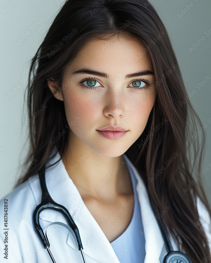 Beautiful woman close-up, doctor nurse care portrait close-up Beautiful woman close-up, doctor nurse care portrait close-up