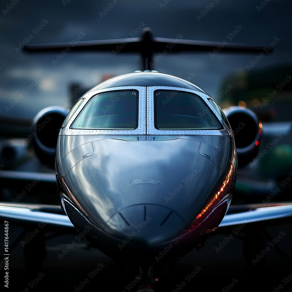 Fototapeta premium Front view of private jet