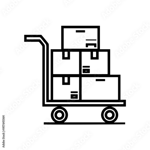Handcart with Cardboard Boxes for Shipping  